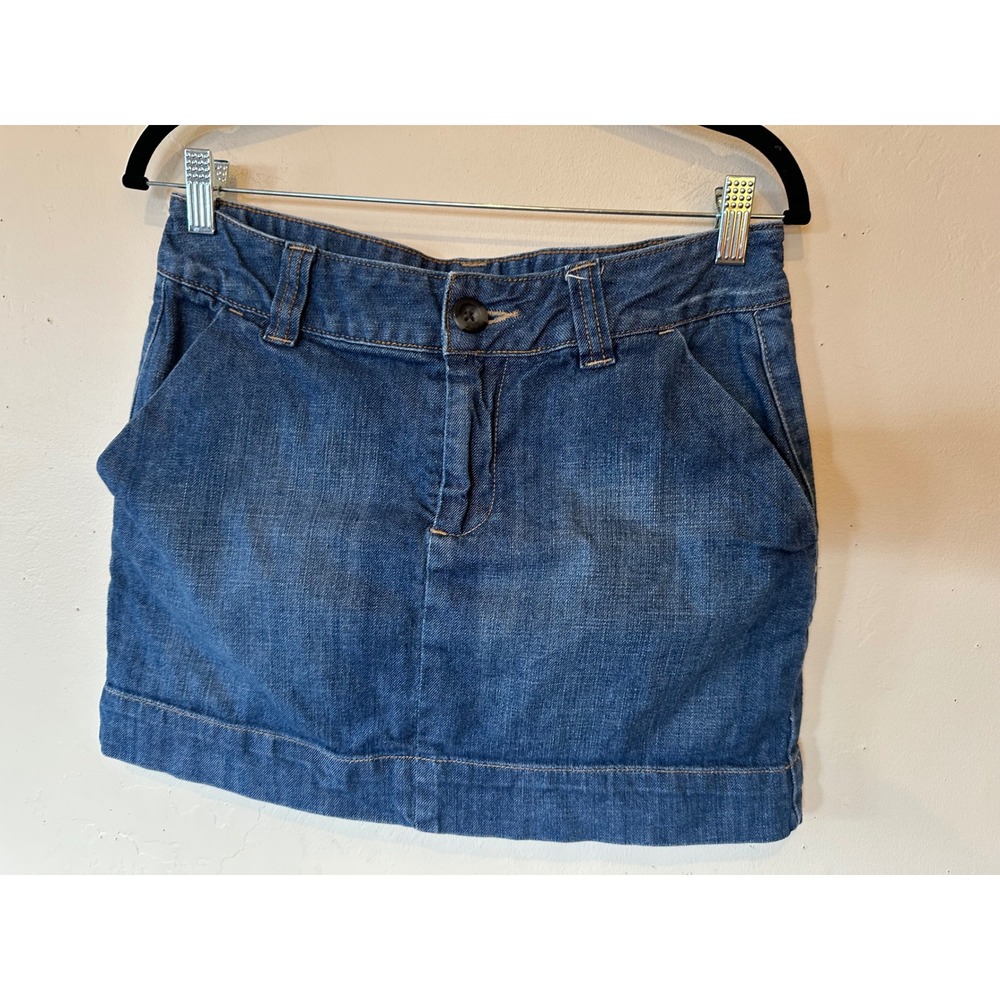 Gap Jeans Women Medium Wash Denim Mini Skirt Size 6 Side Pockets Casual Blue